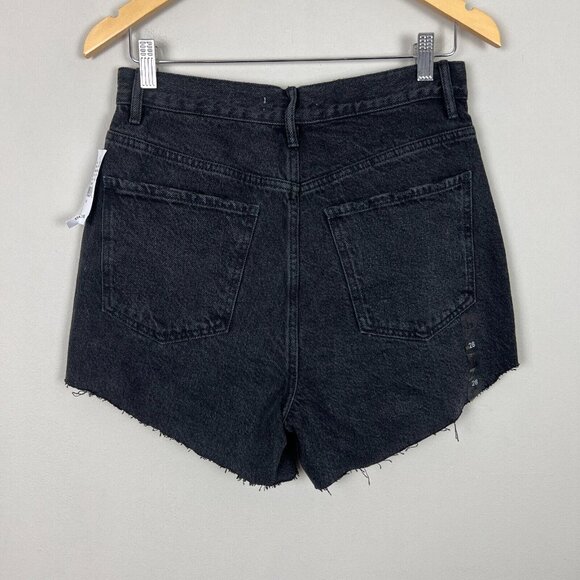 NEW PacSun Dad Jean Shorts Womens 28 Black High Rise Cut Off Button Fly Denim - Picture 8 of 13